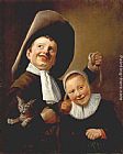 A Boy and a Girl with a Cat and an Eel by Judith Leyster